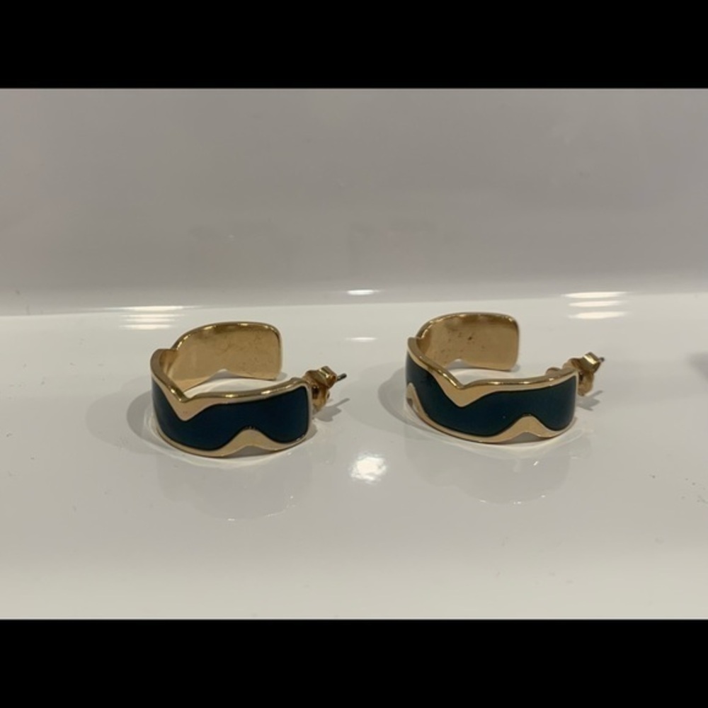 Gold Color with Forest Green Design Earrings